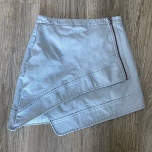 Baby blue faux leather mini skirt